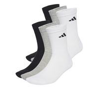 adidas Mixte CUSHIONED CREW SOCKS 6 PAIR PACK, White/Medium Grey Heather/Black, 5-6 Years