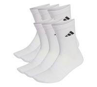 Adidas Chaussettes mi-mollet rembourrées Mixte – Lot 6 paires – Blanc/Blanc/Noir – 34-36