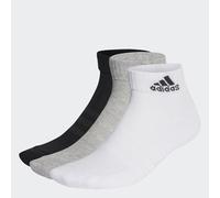 adidas Mixte Cushioned Sportswear Ankle Socks 3 Pairs, Medium Grey Heather / White / Black, 10.5-12.5