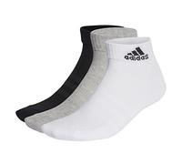 adidas Mixte Cushioned Sportswear Ankle Socks 3 Pairs, Medium Grey Heather / White / Black, 13-14.5