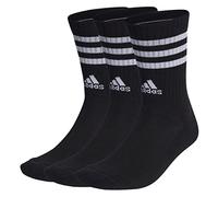 adidas Mixte enfant 3-Stripes Cushioned Crew Socks 3 Pairs, Black/White, 3-4 Years