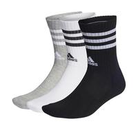 Adidas Mixte Enfant 3-Stripes Cushioned Crew Socks 3 Pairs, Medium Grey Heather/White/Black/White, 4-5 Years