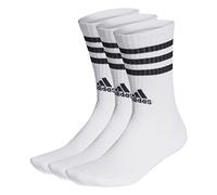 adidas Mixte enfant 3-Stripes Cushioned Crew Socks 3 Pairs, White / Black, 7-8 Years
