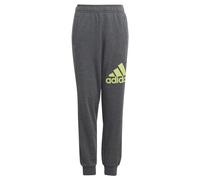 adidas Mixte Enfant Essentials Regular Fit Big Logo Cotton Pants, Dark Grey Heather/Pulse Lime, 9-10 Years