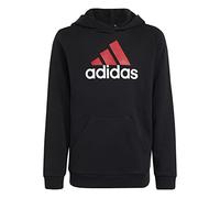 adidas Mixte Enfant Essentials Two-Colored Big Logo Cotton Hoodie, Black/Better Scarlet/White, 9-10 Years
