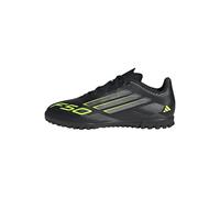 adidas Mixte Enfant F50 Club Turf Football Boots Kids Chaussures, Core Black/Iron met./Lucid Lemon, 33 EU