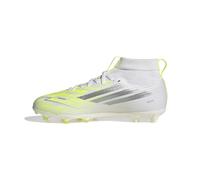 adidas Mixte Enfant F50 SPARKFUSION League Mid Cut Firm Ground/Artificial Ground Football Boots Kids, FTWR White/Iron met./Hi-res Yellow, 35 EU