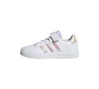 adidas Mixte enfant Grand Court Lifestyle Court Elastic Lace and Top Strap Shoes, Cloud White / Iridescent / Cloud White, 32 EU