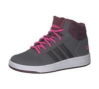 Adidas Baskets Hoops Mid 2.0 Mixte Enfant Gris/Noir/Rose Taille 30