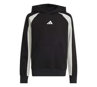 adidas Mixte Enfant Seasonal Essentials Colorblock Fleece Hoodie, Black/Wonder Silver/White, 7-8 Years