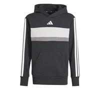 adidas Mixte Enfant Seasonal Essentials Tiberio 3 Stripes Fleece Hoodie Sweatshirt, Black/White/Grey Two, 11-12 Years
