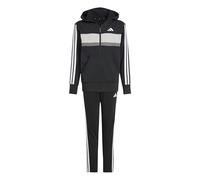 adidas Mixte enfant SEASONAL ESSENTIALS TIBERIO 3 STRIPES FLEECE TRACKSUIT, black/white/grey two, 7-8 Years