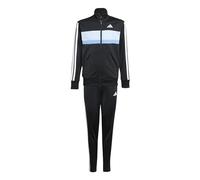 adidas Mixte enfant SEASONAL ESSENTIALS TIBERIO 3 STRIPES TRICOT TRACKSUIT, black/glow blue/blue fusion/white, 7-8 Years