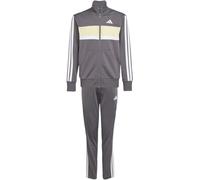 adidas Mixte enfant SEASONAL ESSENTIALS TIBERIO 3 STRIPES TRICOT TRACKSUIT, grey strata/white/powder yellow, 15-16 Years