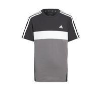 adidas Mixte Enfant Tiberio 3-Stripes Colorblock Cotton Tee Kids, Black/Grey Five/White, 13-14 Years
