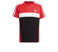 adidas Mixte Enfant Tiberio 3-Stripes Colorblock Cotton Tee Kids, Bright Red/Black/White, 9-10 Years