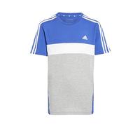 adidas Mixte Enfant Tiberio 3-Stripes Colorblock Cotton Tee Kids, Semi Lucid Blue/Medium Grey Heather/White, 13-14 Years