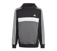 adidas Mixte Enfant Tiberio 3-Stripes Colorblock Fleece Hoodie Kids, Black/White/Grey Five, 7-8 Years