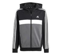 adidas Mixte enfant Tiberio 3-Stripes Colorblock Fleece Track Suit Kids, black/white/grey five, 15-16 Years