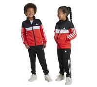 adidas Mixte enfant Tiberio 3-Stripes Colorblock Shiny Track Suit Kids, black/bright red/white, 5-6 Years