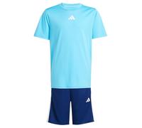 adidas Mixte enfant TRAIN ESSENTIALS 3-STRIPES T-SHIRT SET, bright cyan/white, 15-16 Years