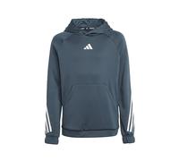adidas Mixte Enfant Train Icons AEROREADY 3-Stripes Hoodie, Arctic Night/Pulse Lime/White, 9-10 Years