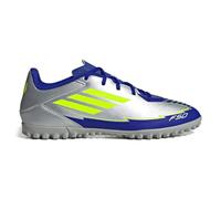 adidas Mixte F50 Club Football Boots Turf Chaussures, Silver met./Solar Yellow/Lucid Blue, 46 EU