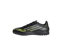 adidas Mixte F50 Club Turf Football Boots Chaussures, Core Black/Iron met./Lucid Lemon, 45 1/3 EU