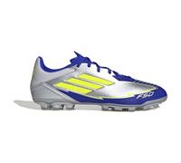 adidas Mixte F50 League Football Boots Artificial Ground Chaussures, Silver met./Solar Yellow/Lucid Blue, 43 1/3 EU