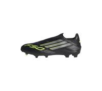 adidas Mixte F50 League Laceless Firm Ground Football Boots Chaussures, Core Black/Iron Metallic/Lucid Lemon, 45 1/3 EU