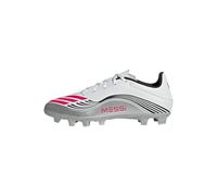 adidas Mixte F50 Messi Club Firm Multi Ground Football Boots Chaussures, Cloud White/Lucid Red/Silver Metallic, 43 1/3 EU