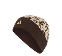 adidas Mixte Leo Graphic Beanie Hat, Crystal Linen/Dark Brown/Gold met., M-L