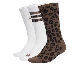 adidas Mixte Leo Graphic Socks 3 Pair Pack, earth strata/shadow brown/white, 45-48