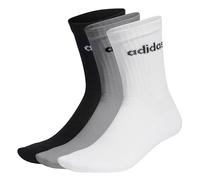 adidas Mixte Linear Crew Cushioned Socks 3 Pairs, Medium Grey Heather / White / Black, 4.5-6