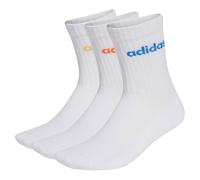 adidas Mixte Linear Crew Cushioned Socks 3 Pairs, white/Pure Orange/Semi Ice Tangerine Mel./ray blue, 42-45