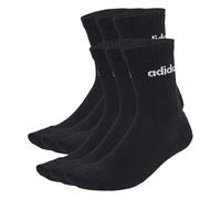 adidas Unisex LINEAR CREW SOCKS CUSHIONED SOCKS 6 PAIR PACK, Black/White, 34-36