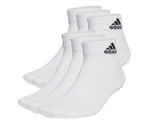 adidas Mixte Thin and Light Sportswear Ankle Socks 6 Pairs, White/Black, 13-14.5