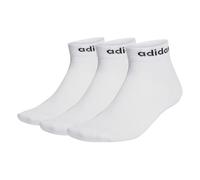 adidas Mixte Think Linear Ankle Socks 3 Pairs, White / Black, 8.5-10