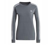 Adidas Original 3 Rayures Vintage à Manches Longues tee Sport Gym Trefoil Gris