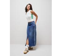 adidas originals adidas Originals Blue Adicolour 3-Stripes Denim Midi Pencil 100% Cotton Skirt Blue 10