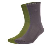 ADIDAS ORIGINALS Chaussettes 'Two-toned Crew 2 Pairs' gris basalte / vert, Taille 34-36
