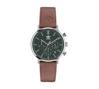 ADIDAS ORIGINALS Montre à affichage analogique 'Code One' marron / vert foncé / argent, Taille One Size