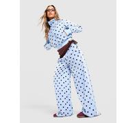 PANTALON LARGE SATIN POLKA DOTS Clear Sky L