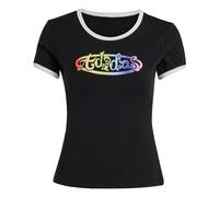 ADIDAS ORIGINALS T-shirt 'Adidas x Jeremy Scott' bleu clair / jaune / violet / noir, Taille S