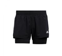 adidas Pacer 3S 2 in 1 Shorts (1/4) Womens, Black/White, L
