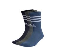 adidas Mixte 3-Stripes Cushioned Crew Socks 3 Pairs, Legend Ink/Preloved Ink S24 / Dark Grey Heather, 8.5-10