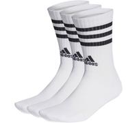 adidas Mixte 3-Stripes Cushioned Crew Socks 3 Pairs, White / Black, 8.5-10
