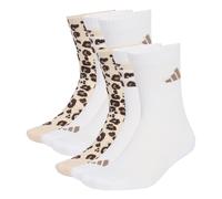adidas Mixte Leo Graphic Socks 3 Pair Pack Socks, Crystal Linen/Khaki Six/dark brown, XL