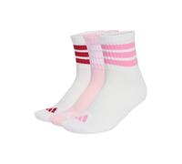 Adidas Chaussettes mi-montantes 3-Stripes rembourrées (3 paires) Blanc/Rose clair/Active Maroon 46-48