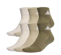 adidas Unisex Cushioned Essentials Ankle Socks 6 Pair Pack, olive strata/Wonder Cargo/wonder alumina, 8.5-10